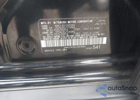 2018 Mitsubishi Outlander Se from USA, damaged, VIN JA4AZ3A39JJ003666